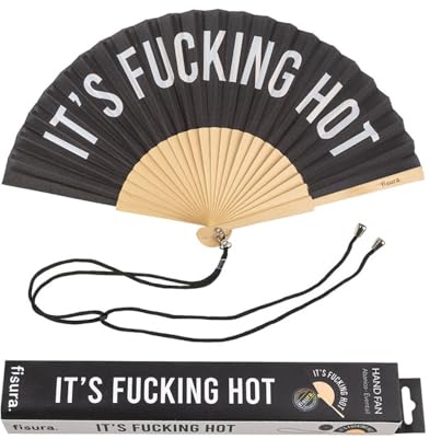 FISURA - Origineller Handfächer mit der Aufschrift f*cking hot. Moderner und lustiger Holzfächer. Schwarzer und weiÃŸer Fächer. MaÃŸe: 42,5 x 23 cm. Holz und Textil.