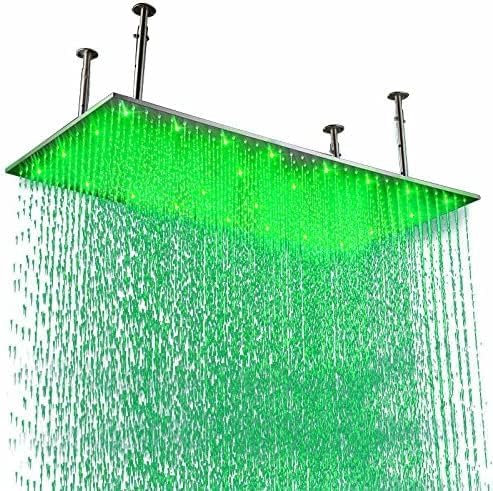 GETSHOWERSET-20x40 inch Extra Large LED Showerhead Stainless Steel Rectangle Rainfall Shower Head Ceiling Mount for Bathroom, Matte Black