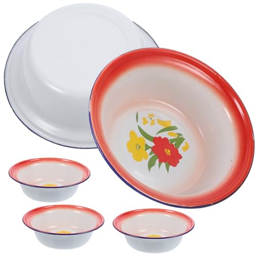 HEMOTON Ciotole Per Zuppa Smaltate 20 Cm 5 Pezzi Bacinelle Vintage Stile Smaltate Ciotola Per Insalata Di Noodle Ciotola Smaltata Cinese Ciotola Per Alimenti Approfondita Per