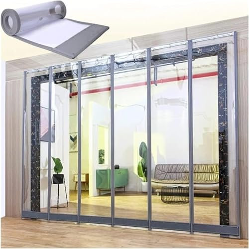 Kanduo JSY Transparenter magnetischer PVC-Streifenvorhang, kommerzieller Wintervorhang, Trennvorhang for Türen, Veranda, Garage für Kühlraums, Lagertür (Color : Gray, Size : 0.4x2m)