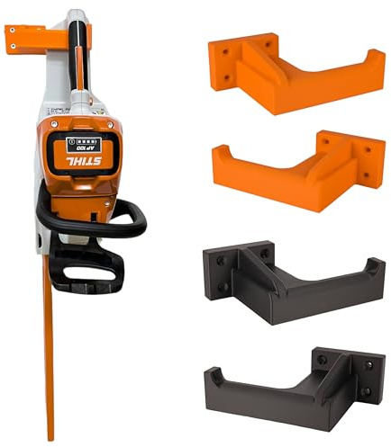 Halterung passend für STIHL Kettensäge Motorsäge Wandhalterung Gerätehalterung Zubehör Befestigung Wandhalter (Orange, Ausführung Links)