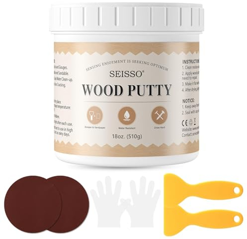 SEISSO Holzkitt Spachtelmasse Kitt für Holz Möbel Basteln Reparieren Weiß 500g, zum Verschließen von Löchern, Rissen, Parkett Reparaturset