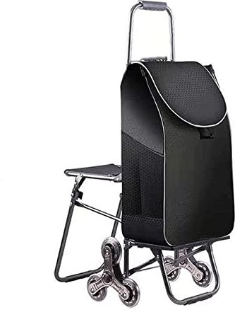 Trolley Carrello della spesa a 6 ruote con sedile per anziani Rimorchio per carrello della spesa pieghevole portatile da 35 litri con borsa della spesa impermeabile per generi alimentari Portaspesa