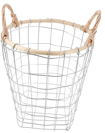 HOMOCONO Rattan-korb Für Kleinigkeiten Mehrzweck-eisendrahtrahmen Vintage-