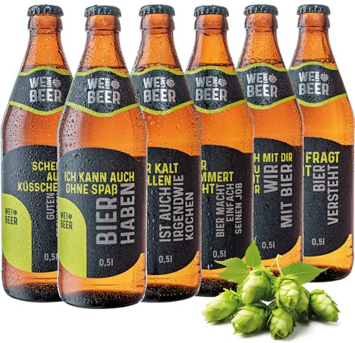 Brauerei Zwönitz - Helles Bier 6er Set in lustigen Sprüche-Bierflaschen 0,5l / Vollbier hell/Geschenke für Bierliebhaber/Männergeschenke