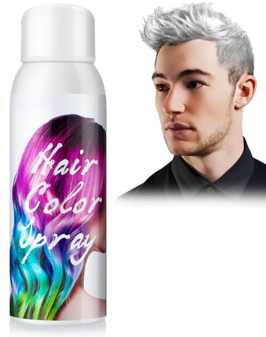 White Hair Colour Spray, Temporary Coloured Hairspray, Washable One Time Hair Dye Spray for Party Fancy Dress Cosplay Halloween, Fast Dyeing, Suitable for Many Hair Types of Kids Adults- 100ml