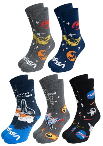 United Labels 5 pares de calcetines para hombre de la NASA, multicolor, 40-45, calcetines para hombre, medias para hombre