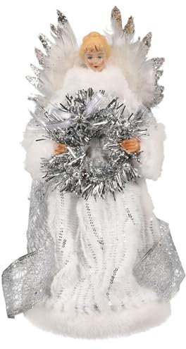 Figura de ángel de Navidad con punta de árbol de Navidad, decoración navideña