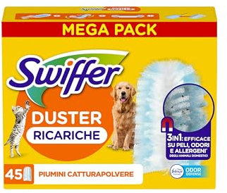 Swiffer Duster Piumini Cattura Polvere, 54 Piumini, Cattura e Intrappola Polvere e Sporco, Raggiunge I Punti più Difficili della Casa, Giga Formato