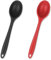 2 Pcs Silicone Mixing Spoons 10.63 Inch High Heat Resistant Nonstick Cooking Spoon for Stirring, Mixing and Serving Black Red Silicone Kitchen Spoon Dishwasher Safe