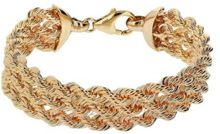 etrusca GIOIELLI Bracciale Donna Multi-filo placcato Oro 18k – Bracciale Dorato Catena Corda – Gioielli Made in Italy – Braccialetto Idea Regalo Compleanni, Anniversari, Festa Donna, Festa Mamma