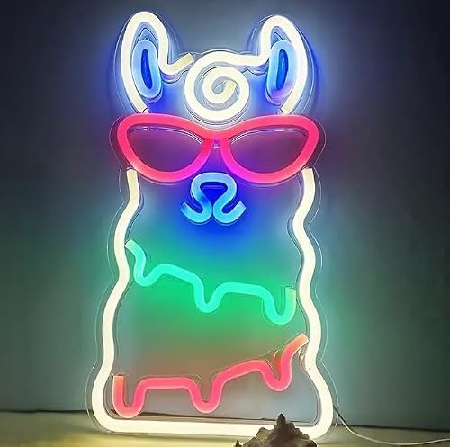 Saltray Alpaca Llama LED Neon Light Sign Lamp Bedroom Wall Teenager Lighting USB, Baby Kids Child Night Light Any Room Home Decor Bar Party Lights Birthday Gift Engagement Xmas Wedding Lamps