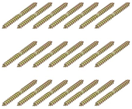 NOLITOY 40 piezas Tornillos Espiga de Doble Rosca Acero Carbono Galvanizado Autorroscantes para Muebles y Carpintería Conexión Segura y Duradera