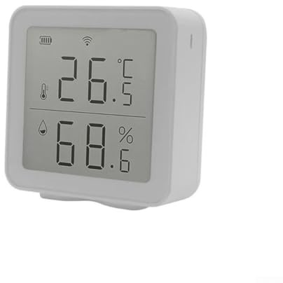 Smart WiFi Thermometer Hygrometer with Real-Time Temperature Humidity Monitoring, App Alerts, Compatible with-Alexa Google Home, White