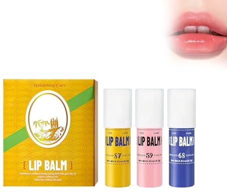 Juego de cuidado de labios, colección de bálsamo labial hidratante, cuidado suave para labios secos y quebradizos, aplicación versátil para el cuidado diario, almacenamiento práctico para viajes, 3