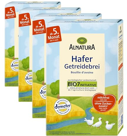 Alnatura Bio Hafer Getreidebrei nach dem 4. Monat, 250 g (Packung mit 4)