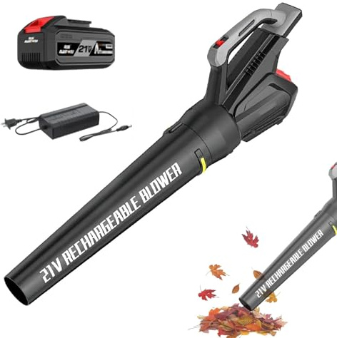 Soffiatore per foglie, Aspirafoglie da giardino portatile leggero da 3,5 libbre, Soffiatore per foglie senza fili da 21 V con batteria e caricabatterie, velocità regolabile, per neve