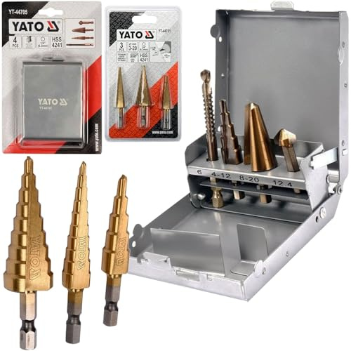 BandelOne enthält Yato Senker Set 7-tlg Hss Hex Entgrater Stufen Konus Kegel Multifunktions-Bohrer