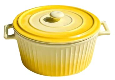 Olla creativa de cerámica para sopa de orejas degradadas, gruesa, fresca y exquisita personalidad, color amarillo