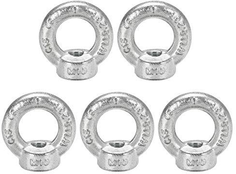 uxcell Lifting Eye Nut M10 Female Thread C15 Carbon Steel Round Shape for Rope Fitting Pack of 5