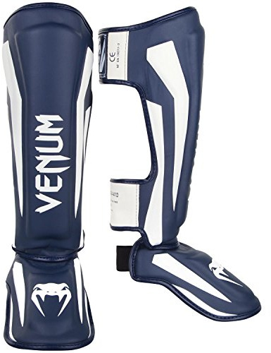 Venum Vendum Elite boxning skenbensskydd, vit/marinblå, M