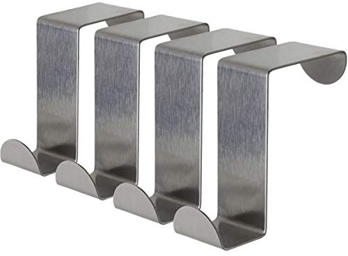 igadgitz home U6898 4er Pack Über Türhaken Edelstahl Wendehaken Türhänger für Küchenschränke Kommodenschublanden Küche Badezimmer usw.