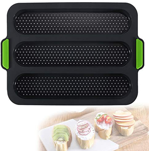 W WBLD Silicone Baguette Pan,Nonstick 3 Wave Loaves French Toast Bread Baking Tray Bake Mold, Perforated Silicone Molds Loaf Pan, DIY Making Breadstick Cake Kitchen Baking Mould