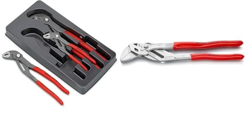 KNIPEX 00 20 09 V02 Cobra®-Paket & 86 03 250 Zangenschlüssel Zange und Schraubenschlüssel in einem Werkzeug verchromt mit Kunststoff überzogen 250 mm