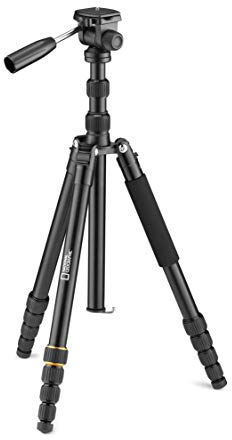 National Geographic Video-Reisestativ-Kit mit Einbeinstativ, Alu, fünfteilige Beine mit Drehverriegelung, Tragetasche, Kugelkopf, Schnellwechselplatte, bis 6 kg, NGTRV005T [Exklusiv bei Amazon]