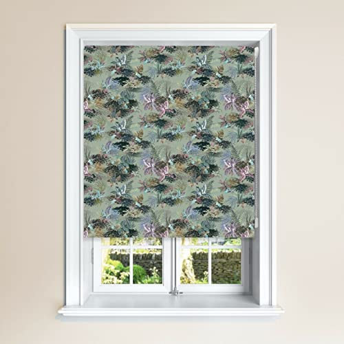 Lister Cartwright Jungle Design Blackout Roller Windows Blinds Easy Fit Child Safety Cut To Size Fixing Included Made to Measure (Lichen,60 x140 cm)
