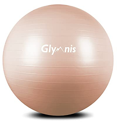 Glymnis Pelota de Pilates Pelota Anti-Burst para Pilates Gimnasia Fitness Embarazo Yoga Embarazo 55cm 65cm 75cm con Hinchador Rosa Oro (55cm)