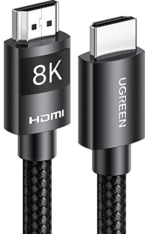 UGREEN Cavo HDMI 2.1 Certificato 8K 10K 60Hz 48Gbps 4K 120Hz eARC HDCP2.3 HDR Dolby Atmos VRR, Compatibile con Mac mini M4 Pro PS5 PS4 Xbox Series X Sound Bar TV Nylon Intrecciato, 5M
