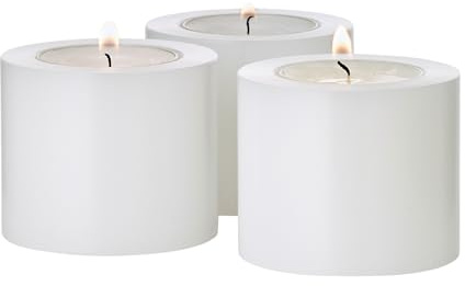 EDZARD 3er-Set Teelichthalter Dauerkerze Cornelius (Höhe 5 cm, Ø 6 cm), hitzebeständig bis 90°, aus robustem, nachhaltigem Kunststoff