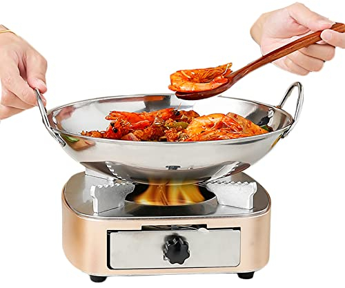 Camping Cookware Set, Portable Camping Stove, Lightweight Spirit Cooker With Pot, Camping Spirit Cooker for Indoor Use and Outdoor Camping,Gold