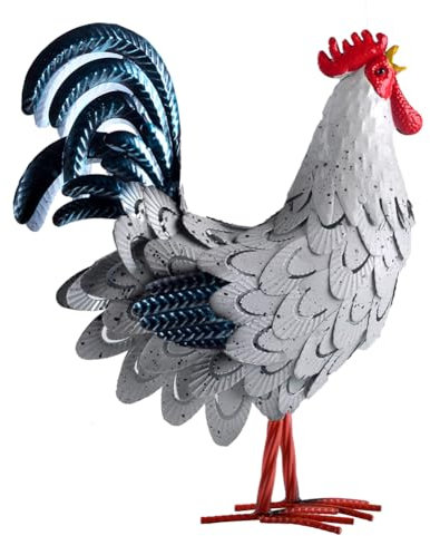 BAENRCY Rooster Statue Chicken Sculpture Garden Decoration Metal Yard Art for Yard Outdoor Decoration (#E)