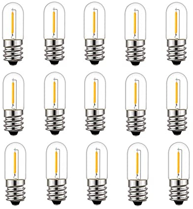 KUNOQXHA E12 Candelabra LED Light Bulbs, 0.6W Dimmable Night Light Bulbs 6 Watt Equivalent T16 Decorative LED Filament Bulb E12 Chandelier Base 2700K Warm White 50LM Clear Glass 15 Pack