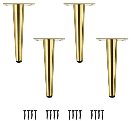 SIVIKIO Möbelfüße 4 Stück Möbelbeine Kegel Schräg/Vertikale Möbelfüße Edelstahl mit rutschfeste Gummibasis DIY für TV-Schrank Bett Sofa Badschrank