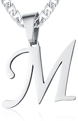 XIRUVE Lunghezza Regolabile Collana da Uomo Donna Ciondolo Lettera Iniziale A-Z Catena Cubana Larghezza 6mm in Acciaio Inossidabile