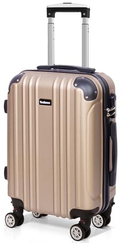 Todeco Valise Moyenne Taille ABS Valise de Voyage 68x45x26cm, Champagne