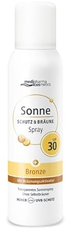 Sonne Schutz&Bräune Bronze Aerosol-Spray LSF 30 - mit Bräunungsaktivator - transparent & wasserfest - ultraleichter Sprühnebel - von medipharma cosmetics - 150 ml