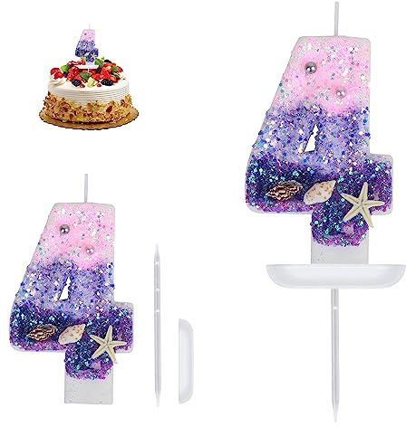 Meerjungfrau Geburtstag Deko - Geburtstagskerzen für Kinder & Torte, Tortendeko & Kuchendeko für Geburtstagsfeier