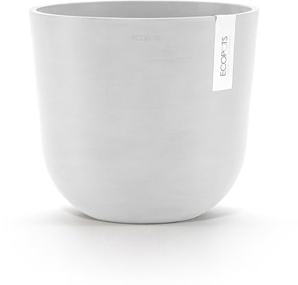 Ecopots Vaso Oslo Bianco - con sistema di irrigazione - Diametro Ø 25 cm rotondo grande - Vaso per piante in plastica riciclata - Vaso moderno per interni ed esterni