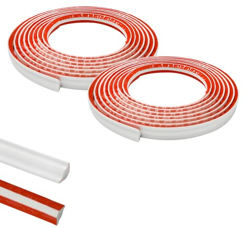 10M(5M*2 Rolls) PVC Quadrant Trim,Flexible Laminate Beading Self Adhesive Plastic Wall Corner Edging Strip for Worktop Ceiling Floor,Caulk Moulding Skirting Board Trim(19mm*10mm)