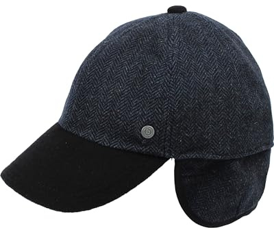 bugatti Baseballkappe für Herren - Mütze mit Fischgrät-Muster und Ohrenklappen - Größe 55-62 Navy