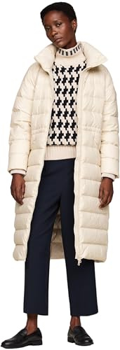 Tommy Hilfiger Abrigo de plumas Mujer Funnel Maxi Coat hasta las rodillas, Beige (Classic Beige), S
