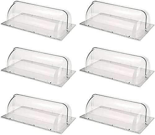 Clear Chafing Dish Cover Full Size, Roll Top Chafer Plastic Bakery Pan Display Cover Dustproof Lid(Pack Of 6)