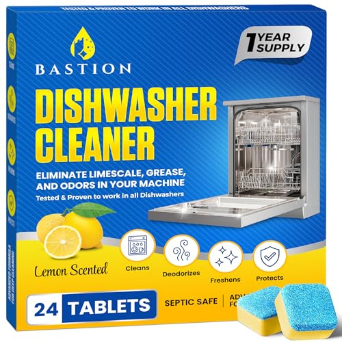 Pastiglie detergenti per lavastoviglie – 24 compresse (1 anno di fornitura) al profumo di limone, resistenti cialde decalcificanti per lavastoviglie, pulisce in profondità e mantiene la lavastoviglie