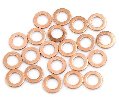 A ABSOPRO Rondella Piana in Rame M6 x 10mm x 1mm Guarnizione di Tenuta per Viti Bulloni Dadi (Set di 20)
