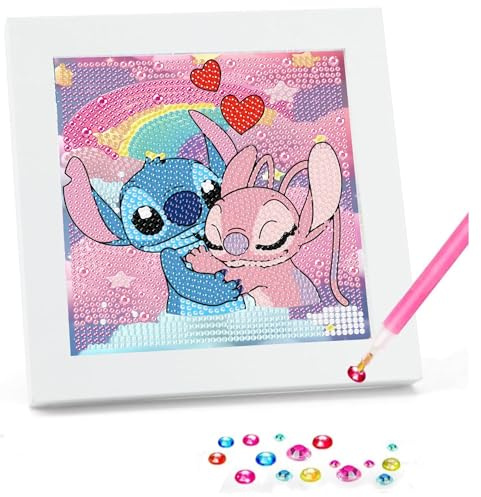 Kit de Diamond Painting 5D DIY con Marco para Niños y Niñas, Pintura de Diamantes de Dibujos Animados - Regalos de Cumpleaños y Decoración del Hogar