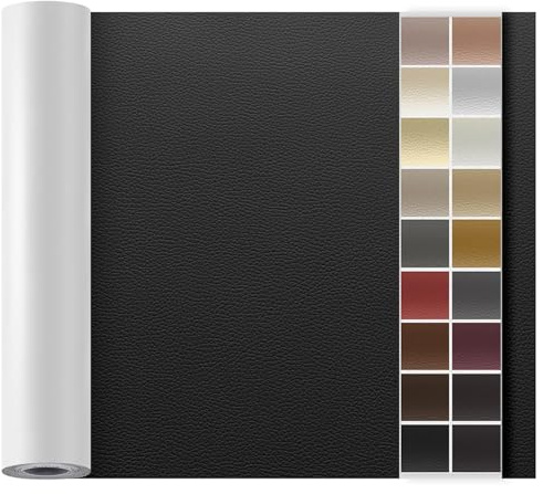 Leder Reparatur Set Schwarz,OAZ Kunstleder Selbstklebend 90 x 200 cm,Kunstleder Reparaturset Leder Reparatur Patch Selbstklebende Lederflicken für Autositze Möbel Sofa Taschen
